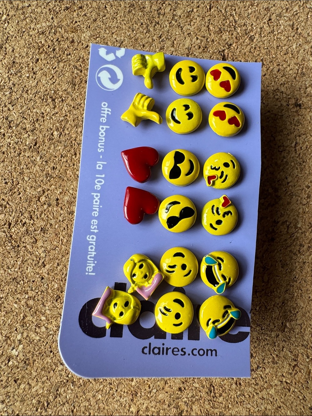 Emoji earrings studs 9 pair